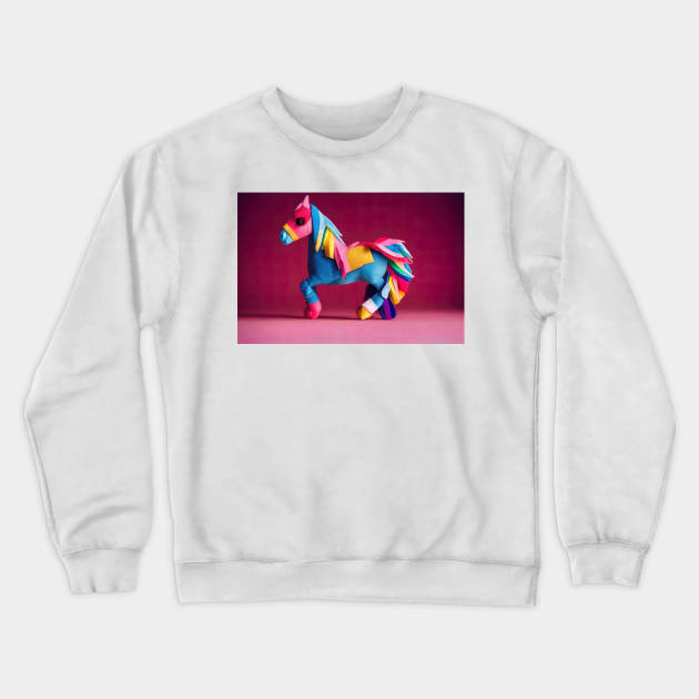 Colorful pony , origami horse design Crewneck Sweatshirt by DyeruArt